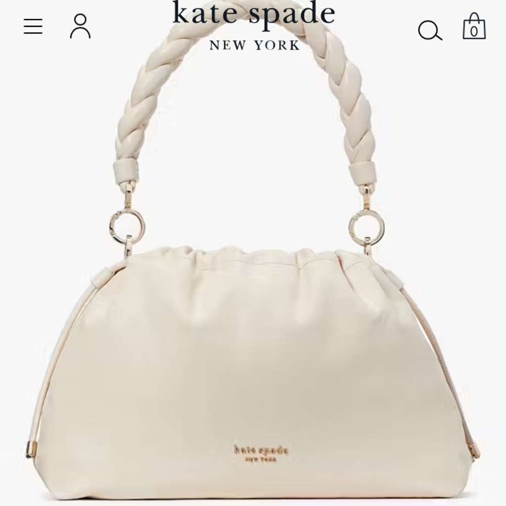 Kate Spade Cream Meringue Shoulder Bag with Braided Handle